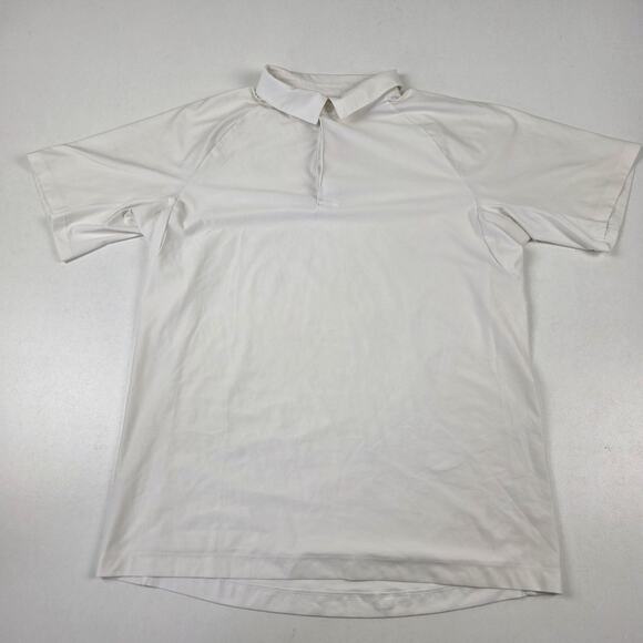 Lululemon Polo Shirt Mens Small White Performance Golf Athletic Raglan Stretch - Picture 1 of 9